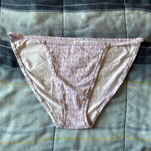 VS PINK Cotton String Bikini Panty XL Purple Cloud Pink Logo Print NWOT